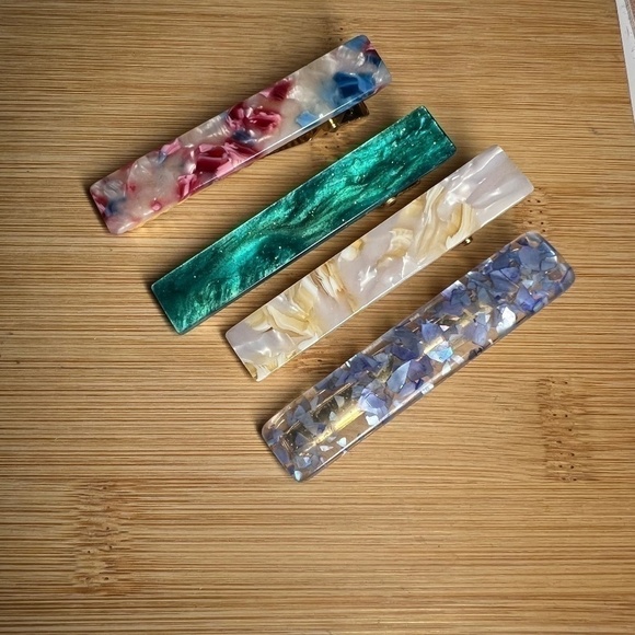 𝅺SALE💚 any 3 for $18 💚 Hair Clips Rectangular Hair Barrette Acrylic - Picture 1 of 3